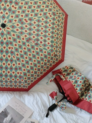 Vintage Rust Red Heart Sun Umbrella