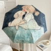Automatic Compact Umbrella with Cute Poodle and Starry Night Design