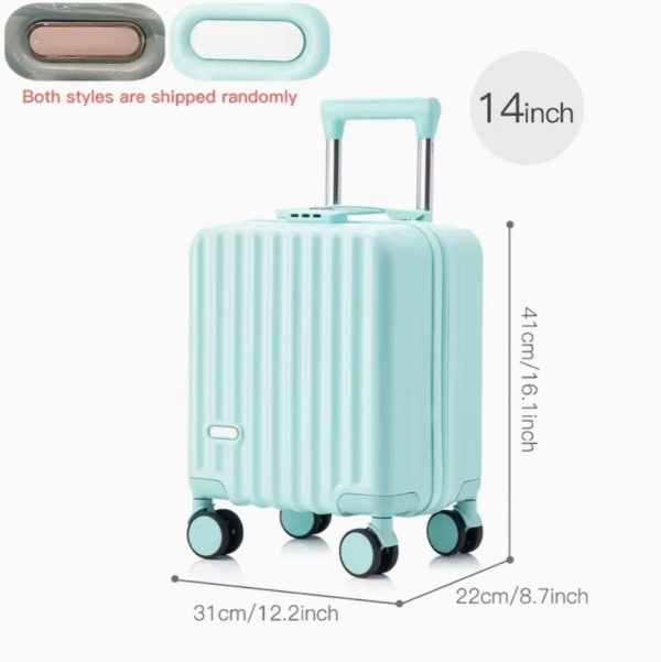 White 14 inch Hand Carry Suitcase with Cup Holder and Phone Stand