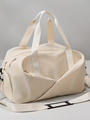 Cream Trendy Casual Dry and Wet Separation Travel Duffel Bag