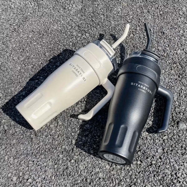 38oz Stainless Steel Insulated Flask with Straw Lid and Carry Handle