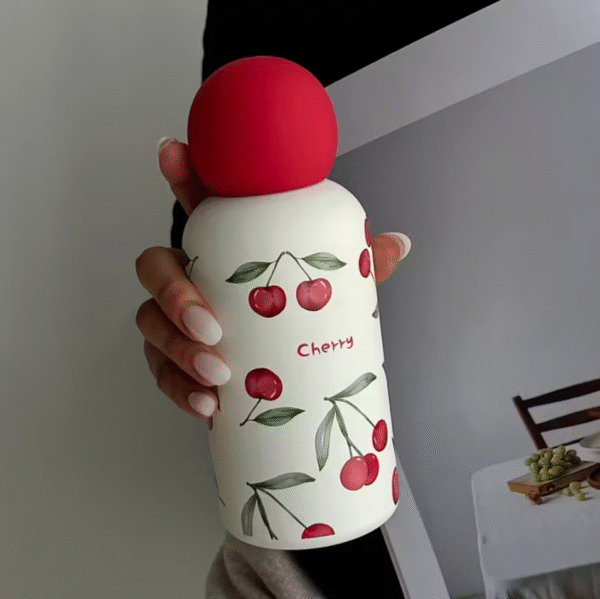 350ml Red Watercolor Cherry Vacuum Cup