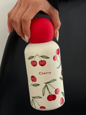 350ml Red Watercolor Cherry Vacuum Cup