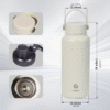 1000ml Cream White Stainless Steel Insulated Water Bottle