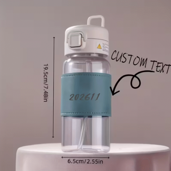 Portable Sports Handle Water Bottle with Pink Leather Cover